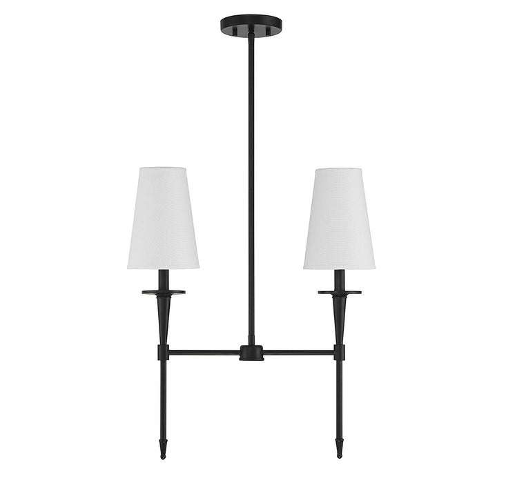 Lighting One E V6-L1-5607-2-89 Two Light Linear Chandelier, Matte Black