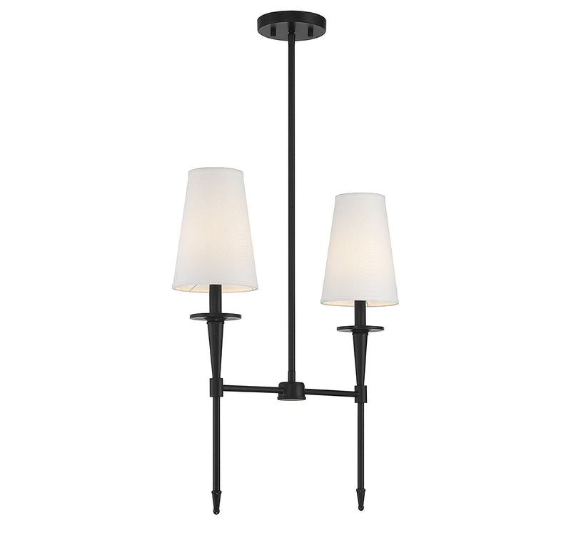 Lighting One E V6-L1-5607-2-89 Two Light Linear Chandelier, Matte Black