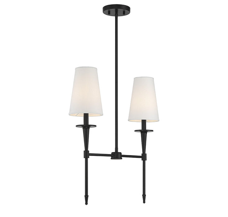 Lighting One E V6-L1-5607-2-89 Two Light Linear Chandelier, Matte Black