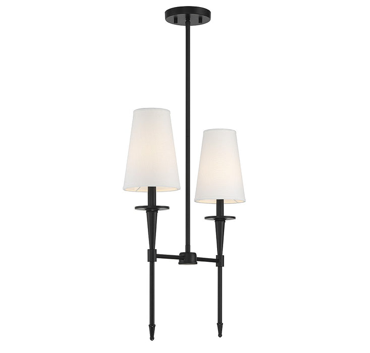 Lighting One E V6-L1-5607-2-89 Two Light Linear Chandelier, Matte Black