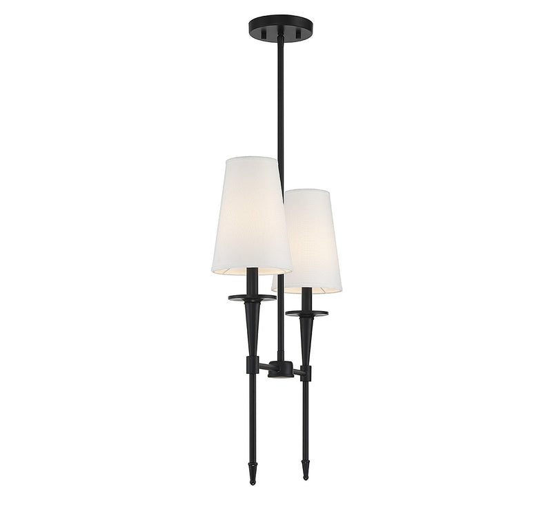 Lighting One E V6-L1-5607-2-89 Two Light Linear Chandelier, Matte Black
