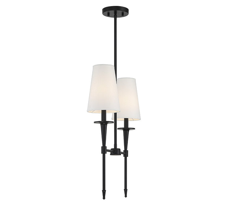 Lighting One E V6-L1-5607-2-89 Two Light Linear Chandelier, Matte Black