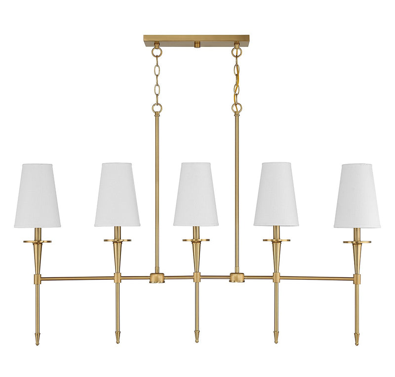 Lighting One E V6-L1-5609-5-322 Five Light Linear Chandelier, Warm Brass
