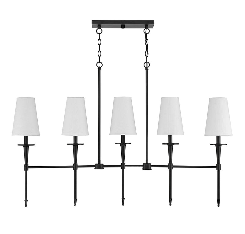 Lighting One E V6-L1-5609-5-89 Five Light Linear Chandelier, Matte Black
