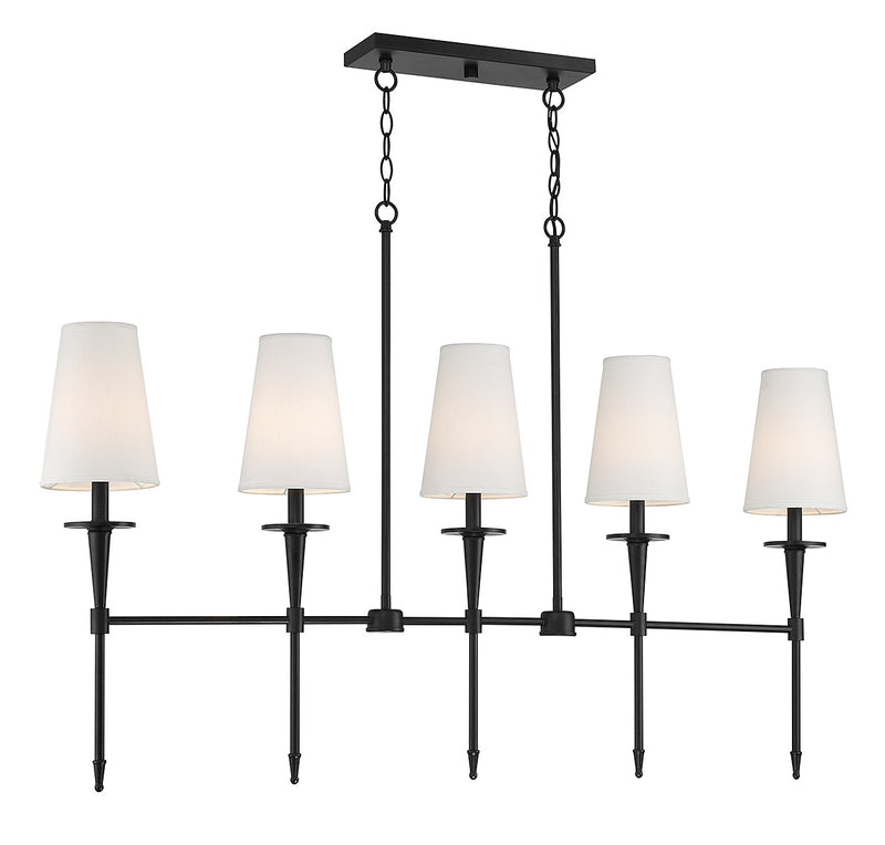 Lighting One E V6-L1-5609-5-89 Five Light Linear Chandelier, Matte Black