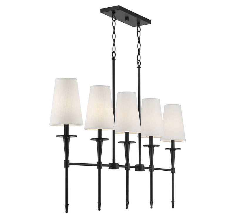 Lighting One E V6-L1-5609-5-89 Five Light Linear Chandelier, Matte Black