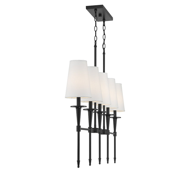 Lighting One E V6-L1-5609-5-89 Five Light Linear Chandelier, Matte Black