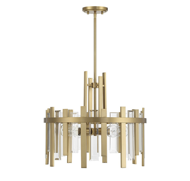 Lighting One E V6-L7-3001-4-322 Four Light Pendant, Warm Brass