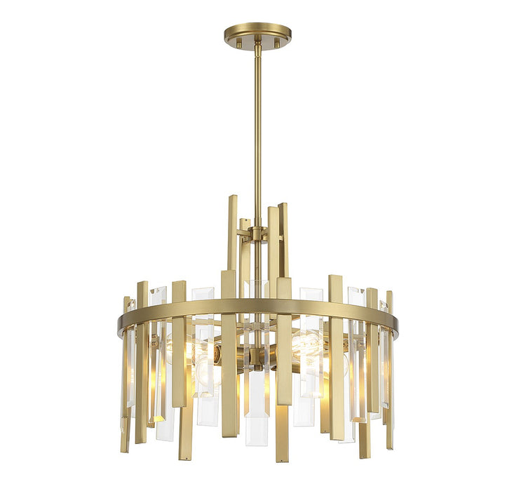 Lighting One E V6-L7-3001-4-322 Four Light Pendant, Warm Brass