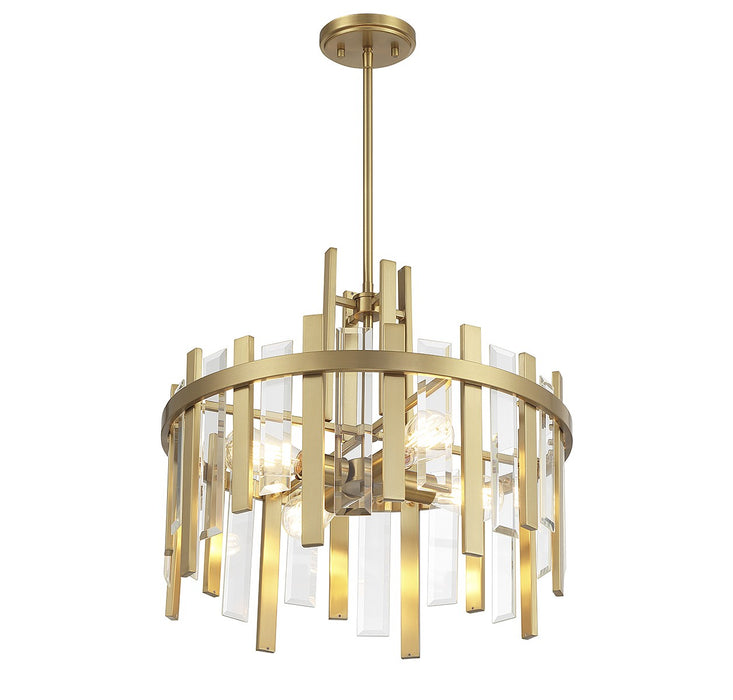 Lighting One E V6-L7-3001-4-322 Four Light Pendant, Warm Brass