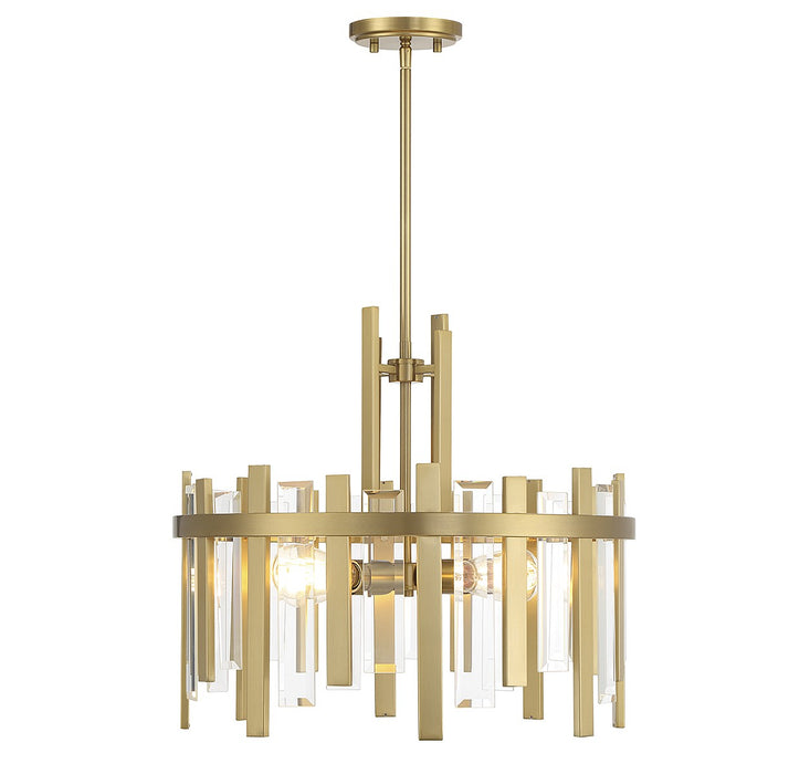 Lighting One E V6-L7-3001-4-322 Four Light Pendant, Warm Brass