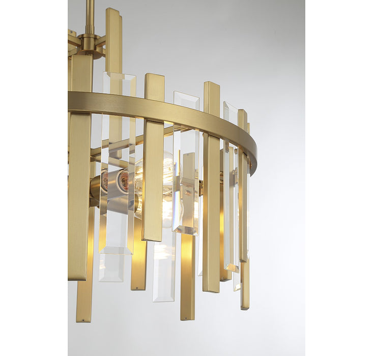 Lighting One E V6-L7-3001-4-322 Four Light Pendant, Warm Brass