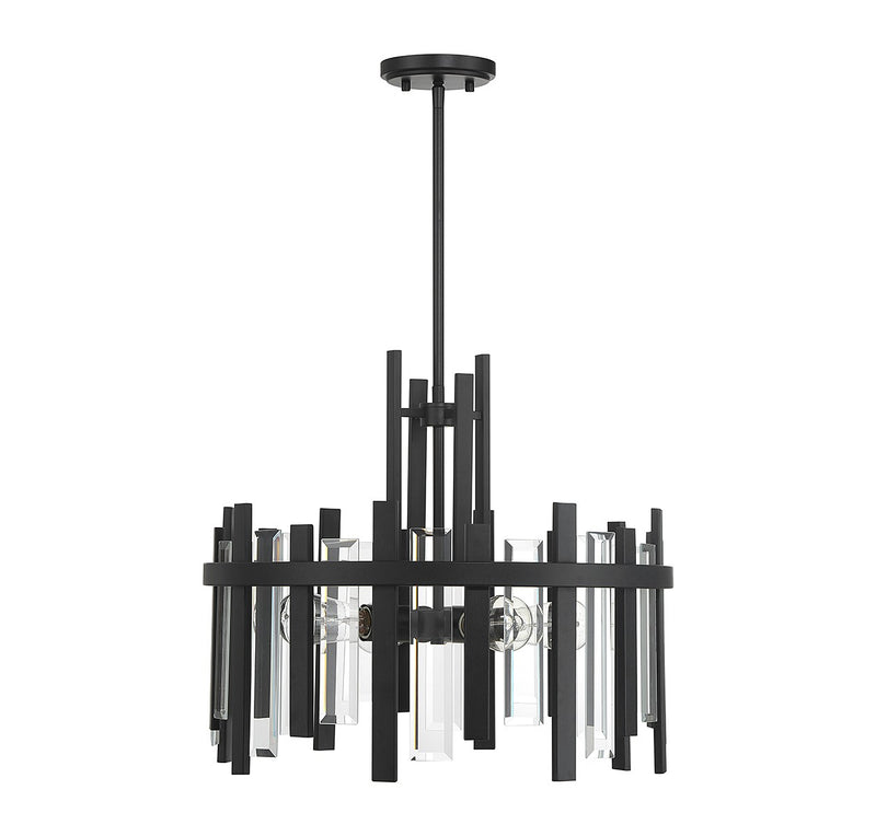 Lighting One E V6-L7-3001-4-89 Four Light Pendant, Matte Black