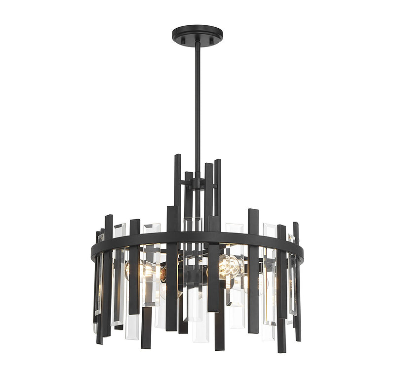 Lighting One E V6-L7-3001-4-89 Four Light Pendant, Matte Black