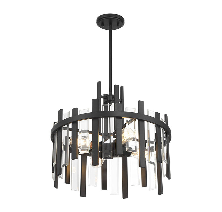 Lighting One E V6-L7-3001-4-89 Four Light Pendant, Matte Black