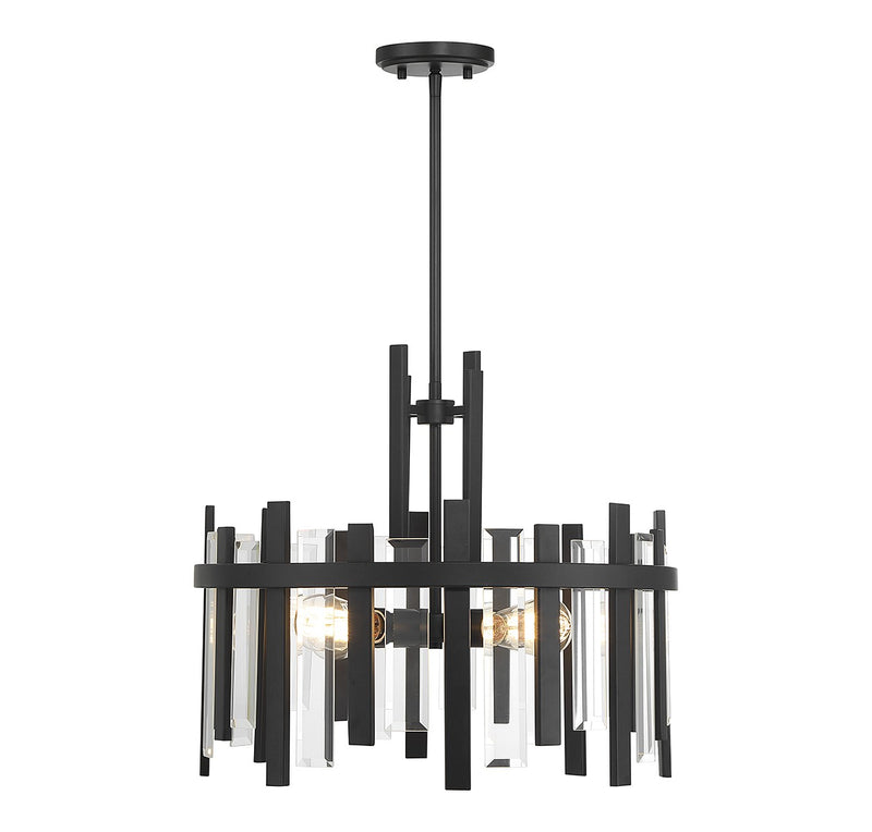 Lighting One E V6-L7-3001-4-89 Four Light Pendant, Matte Black