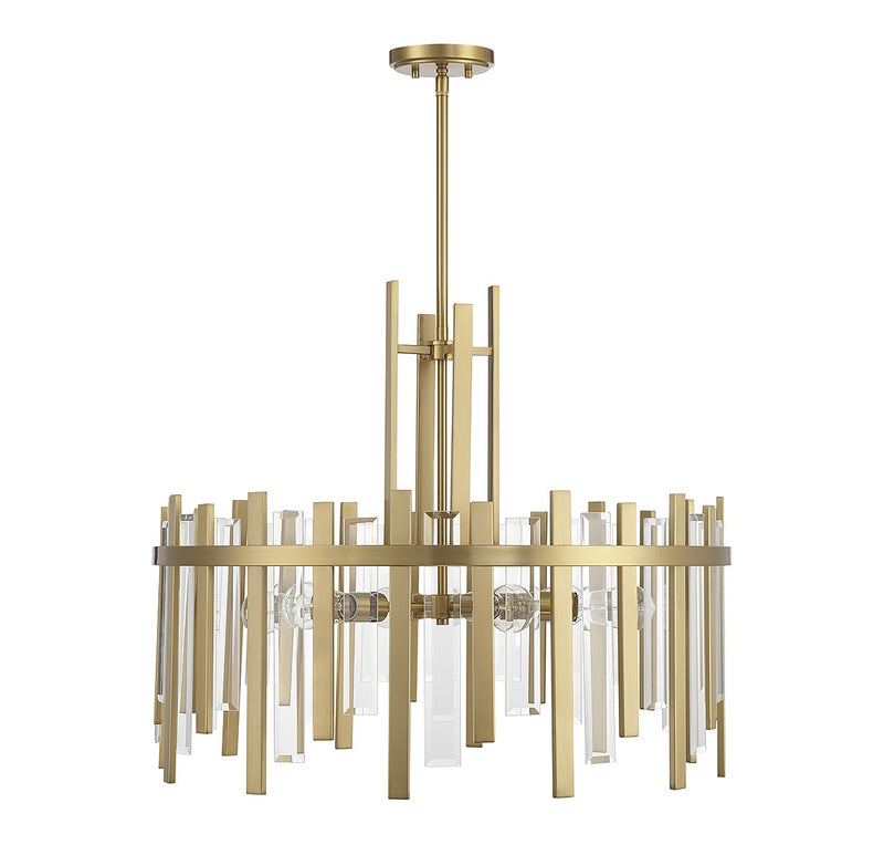 Lighting One E V6-L7-3002-6-322 Six Light Pendant, Warm Brass