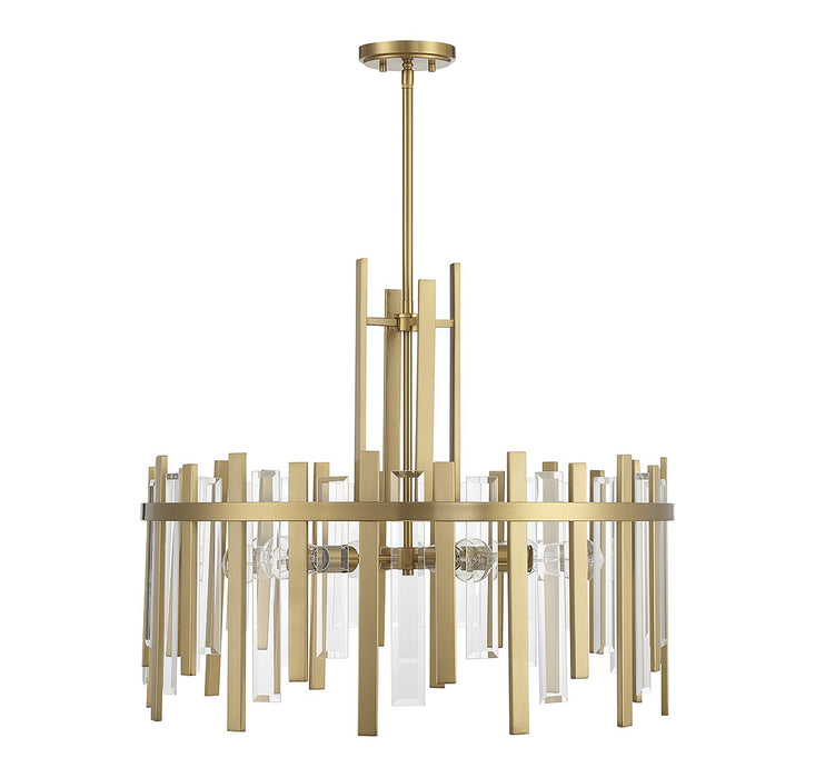 Lighting One E V6-L7-3002-6-322 Six Light Pendant, Warm Brass