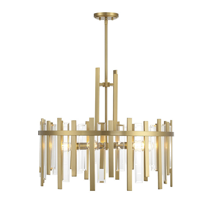 Lighting One E V6-L7-3002-6-322 Six Light Pendant, Warm Brass