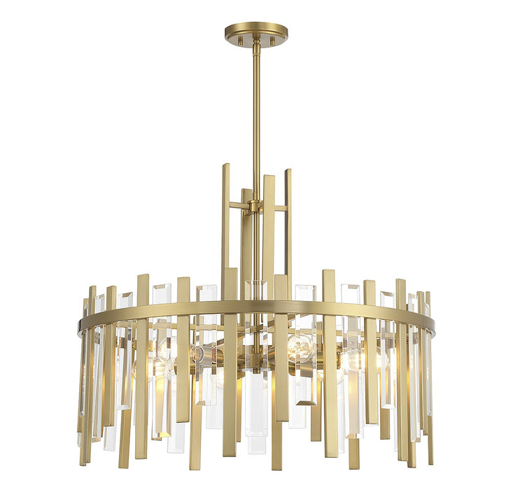 Lighting One E V6-L7-3002-6-322 Six Light Pendant, Warm Brass