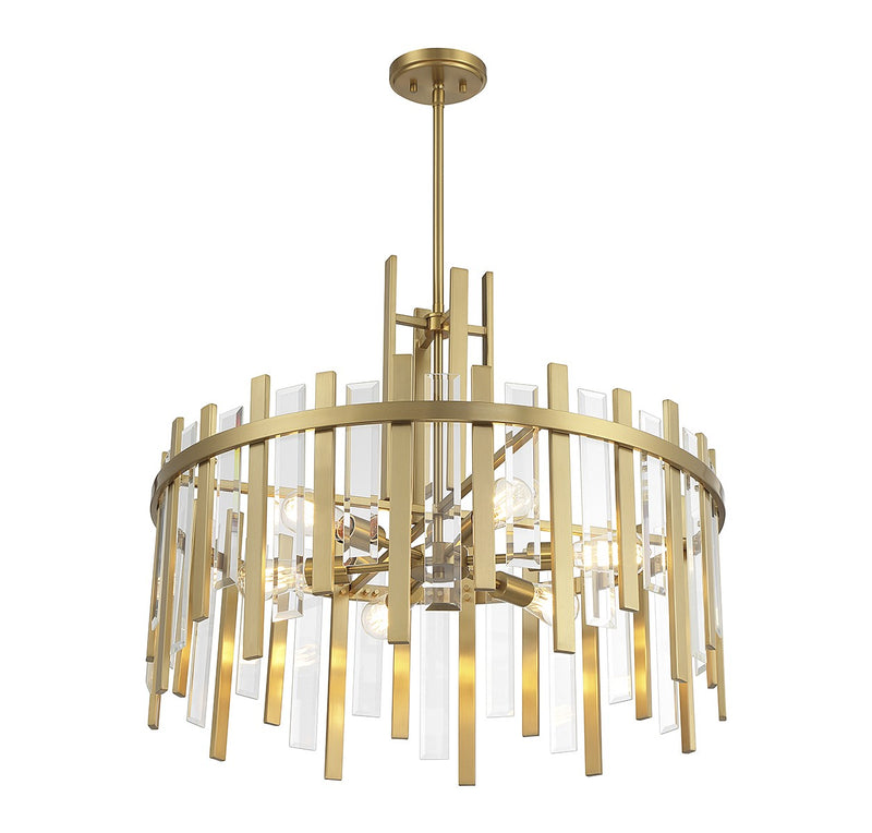 Lighting One E V6-L7-3002-6-322 Six Light Pendant, Warm Brass