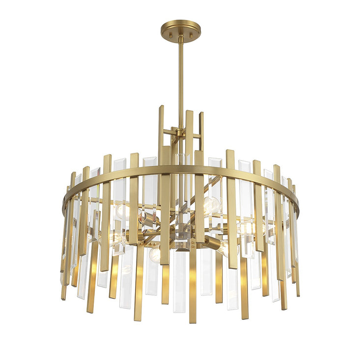 Lighting One E V6-L7-3002-6-322 Six Light Pendant, Warm Brass