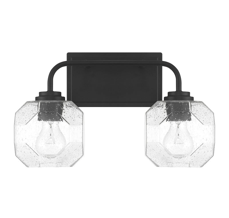 Lighting One E V6-L8-4399-2-BK Two Light Bathroom Vanity, Matte Black