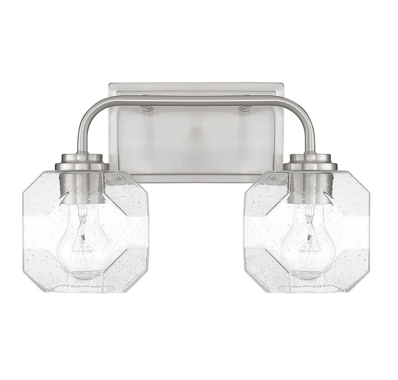 Lighting One E V6-L8-4399-2-SN Two Light Bathroom Vanity, Satin Nickel