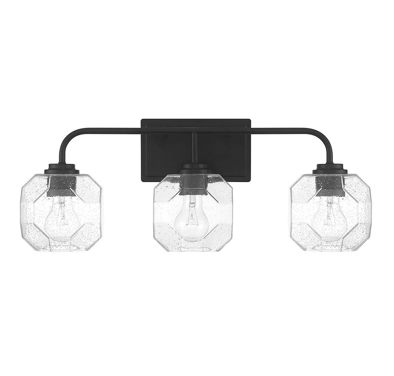 Lighting One E V6-L8-4399-3-BK Three Light Bathroom Vanity, Matte Black