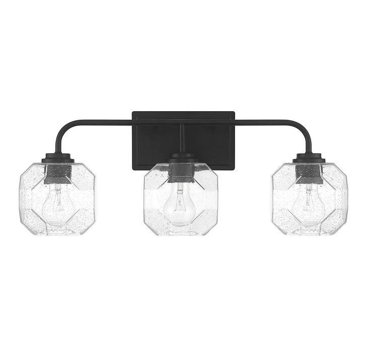 Lighting One E V6-L8-4399-3-BK Three Light Bathroom Vanity, Matte Black