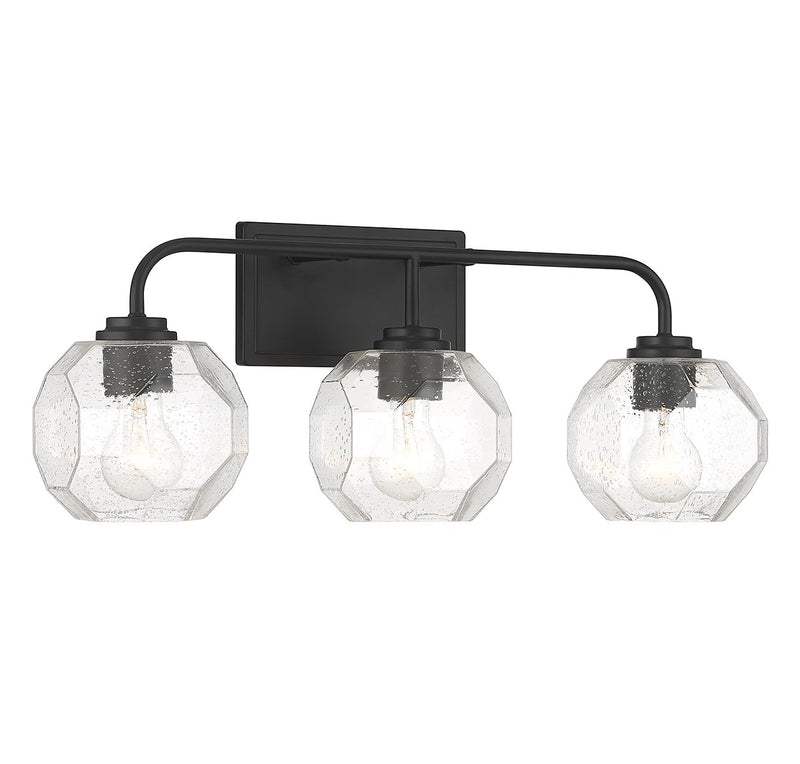 Lighting One E V6-L8-4399-3-BK Three Light Bathroom Vanity, Matte Black