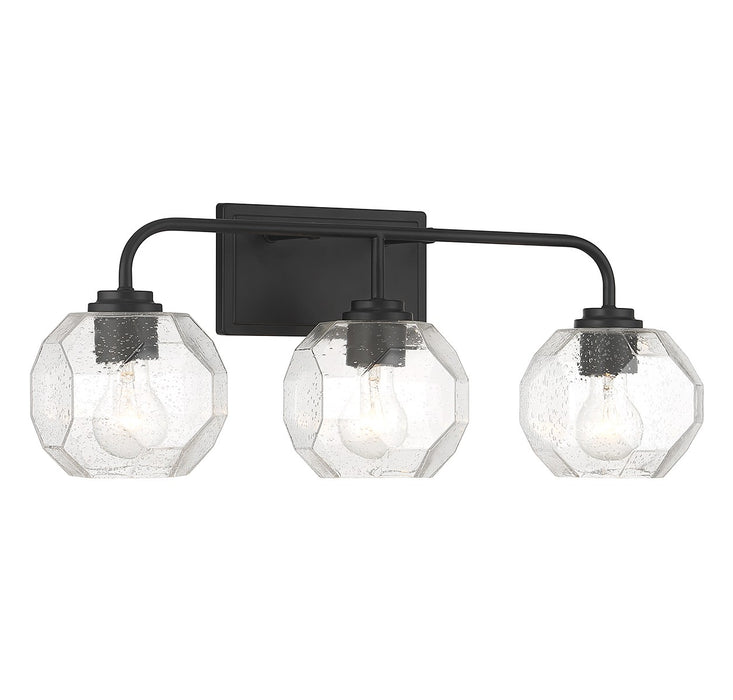 Lighting One E V6-L8-4399-3-BK Three Light Bathroom Vanity, Matte Black
