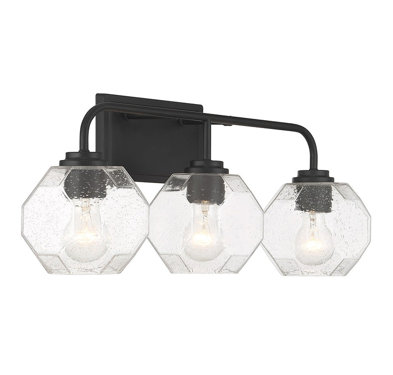 Lighting One E V6-L8-4399-3-BK Three Light Bathroom Vanity, Matte Black