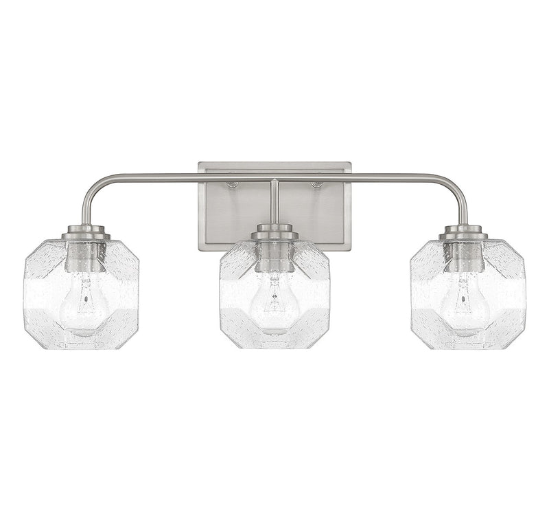 Lighting One E V6-L8-4399-3-SN Three Light Bathroom Vanity, Satin Nickel