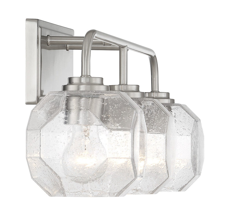 Lighting One E V6-L8-4399-3-SN Three Light Bathroom Vanity, Satin Nickel