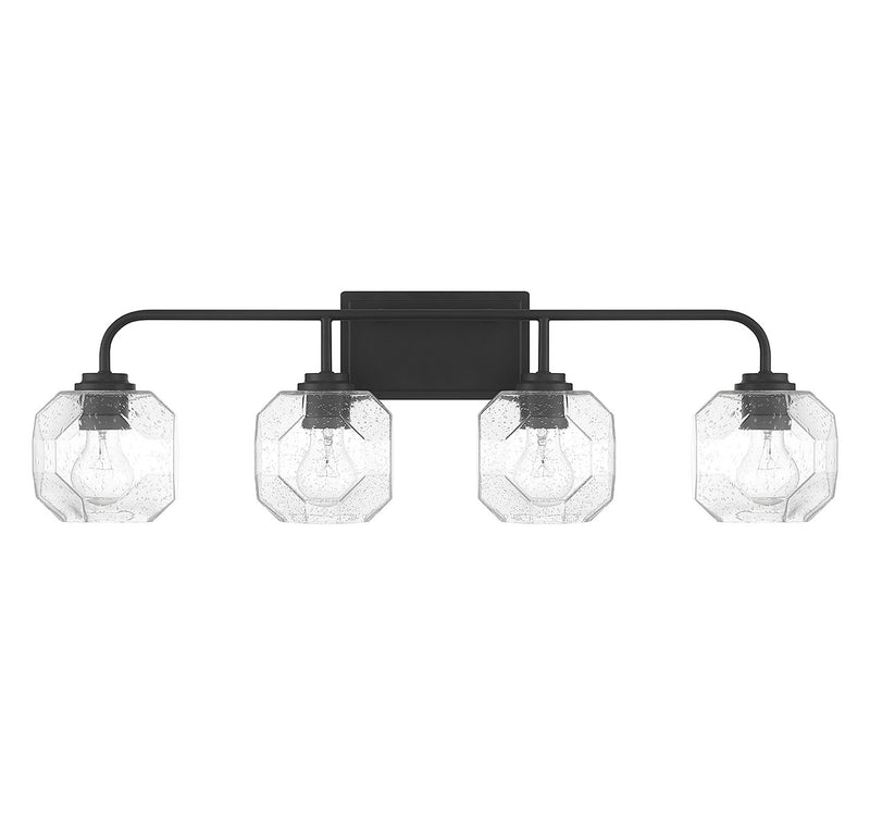 Lighting One E V6-L8-4399-4-BK Four Light Bathroom Vanity, Matte Black