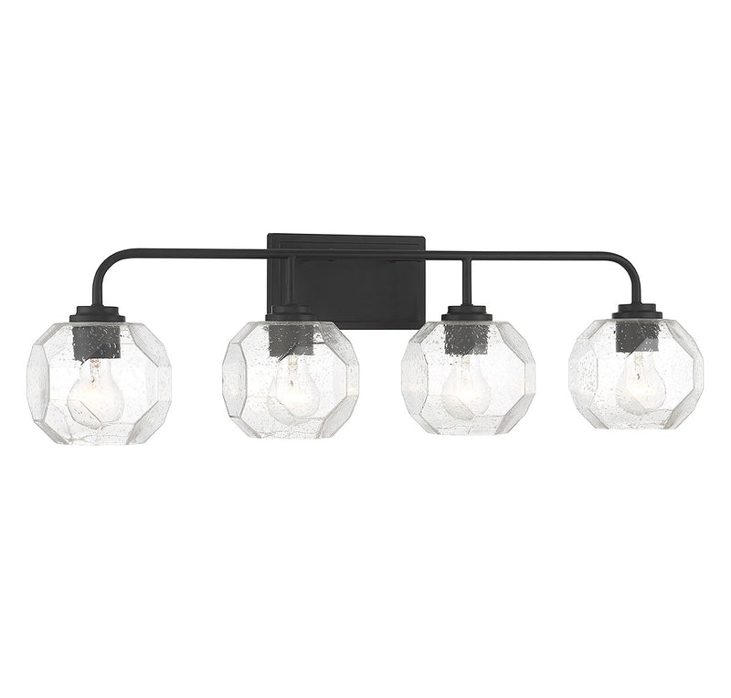 Lighting One E V6-L8-4399-4-BK Four Light Bathroom Vanity, Matte Black