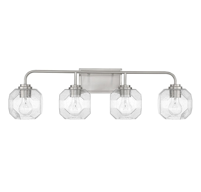 Lighting One E V6-L8-4399-4-SN Four Light Bathroom Vanity, Satin Nickel