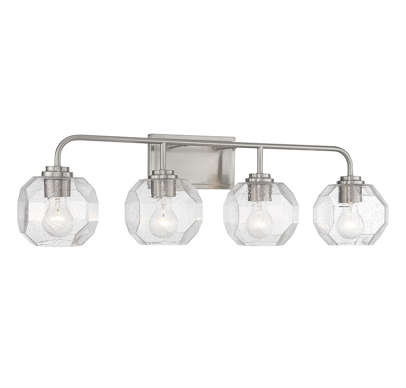 Lighting One E V6-L8-4399-4-SN Four Light Bathroom Vanity, Satin Nickel