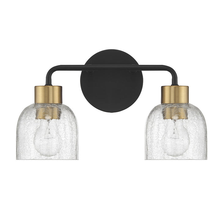 Lighting One E V6-L8-5900-2-143 Two Light Bathroom Vanity, Matte Black w/ Warm Brass
