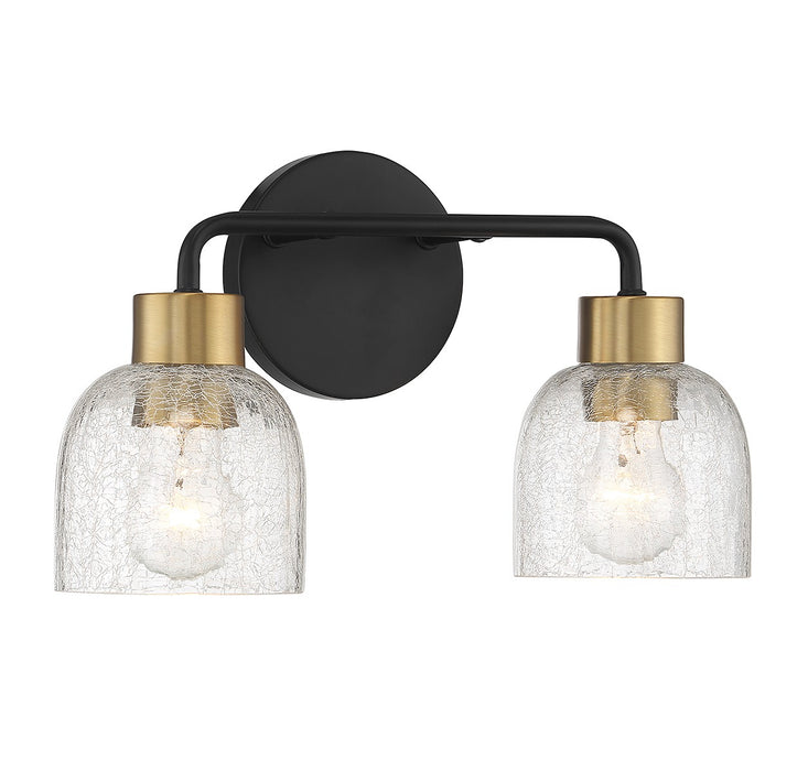 Lighting One E V6-L8-5900-2-143 Two Light Bathroom Vanity, Matte Black w/ Warm Brass