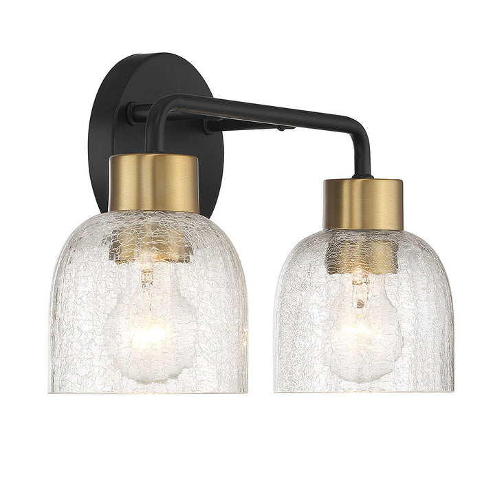Lighting One E V6-L8-5900-2-143 Two Light Bathroom Vanity, Matte Black w/ Warm Brass