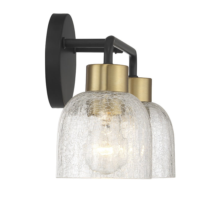 Lighting One E V6-L8-5900-2-143 Two Light Bathroom Vanity, Matte Black w/ Warm Brass