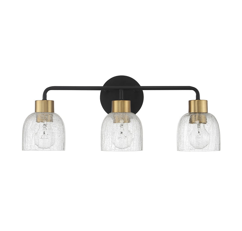 Lighting One E V6-L8-5900-3-143 Three Light Bathroom Vanity, Matte Black w/ Warm Brass