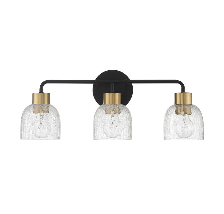 Lighting One E V6-L8-5900-3-143 Three Light Bathroom Vanity, Matte Black w/ Warm Brass