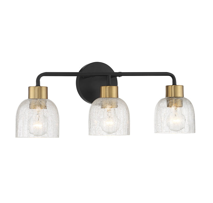 Lighting One E V6-L8-5900-3-143 Three Light Bathroom Vanity, Matte Black w/ Warm Brass