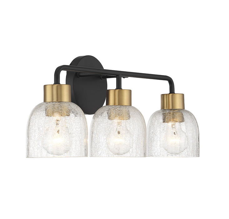 Lighting One E V6-L8-5900-3-143 Three Light Bathroom Vanity, Matte Black w/ Warm Brass