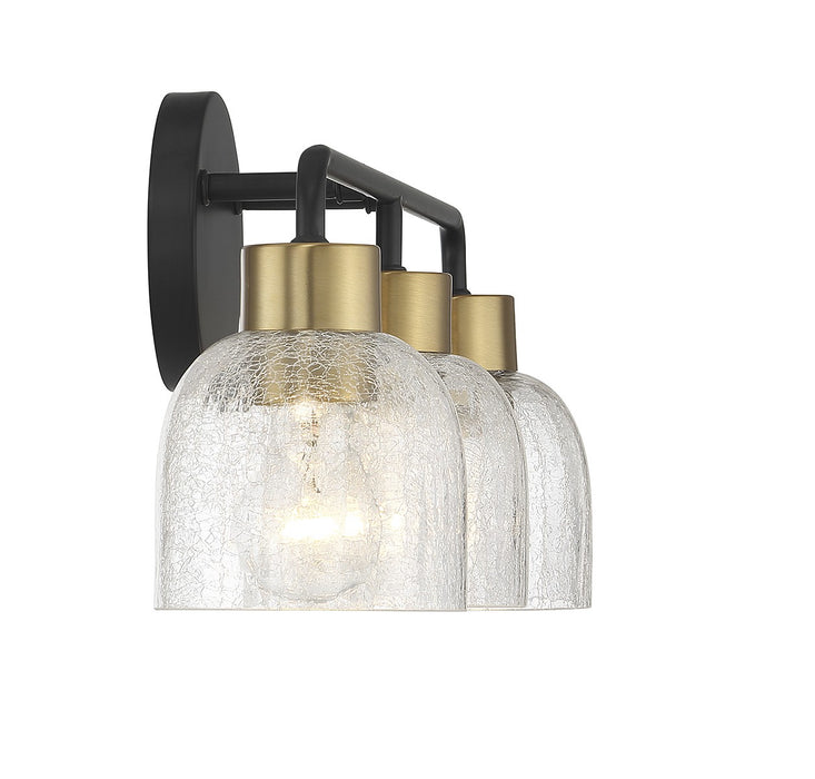 Lighting One E V6-L8-5900-3-143 Three Light Bathroom Vanity, Matte Black w/ Warm Brass