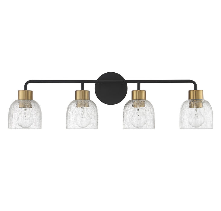 Lighting One E V6-L8-5900-4-143 Four Light Bathroom Vanity, Matte Black w/ Warm Brass