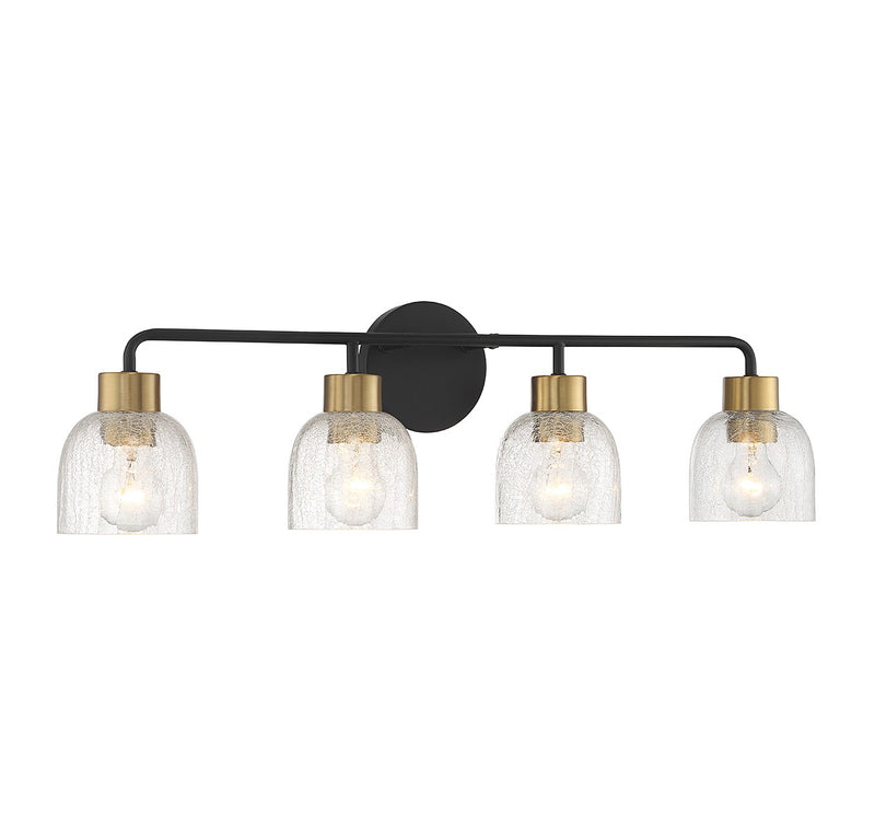Lighting One E V6-L8-5900-4-143 Four Light Bathroom Vanity, Matte Black w/ Warm Brass